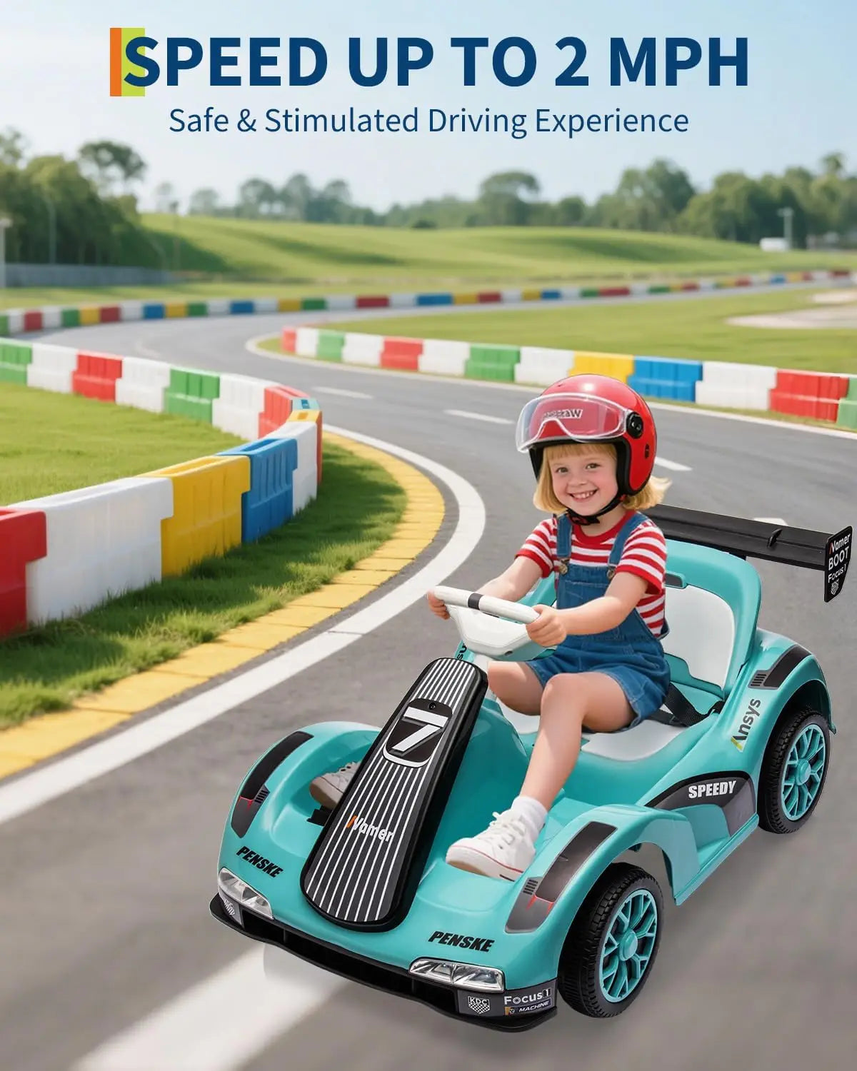 Kids Electric Drift Go Kart, Dual Motor Ride-on Car with LED Lights, Safety Belt & 2.4G Remote Control for Ages 3-12 Years