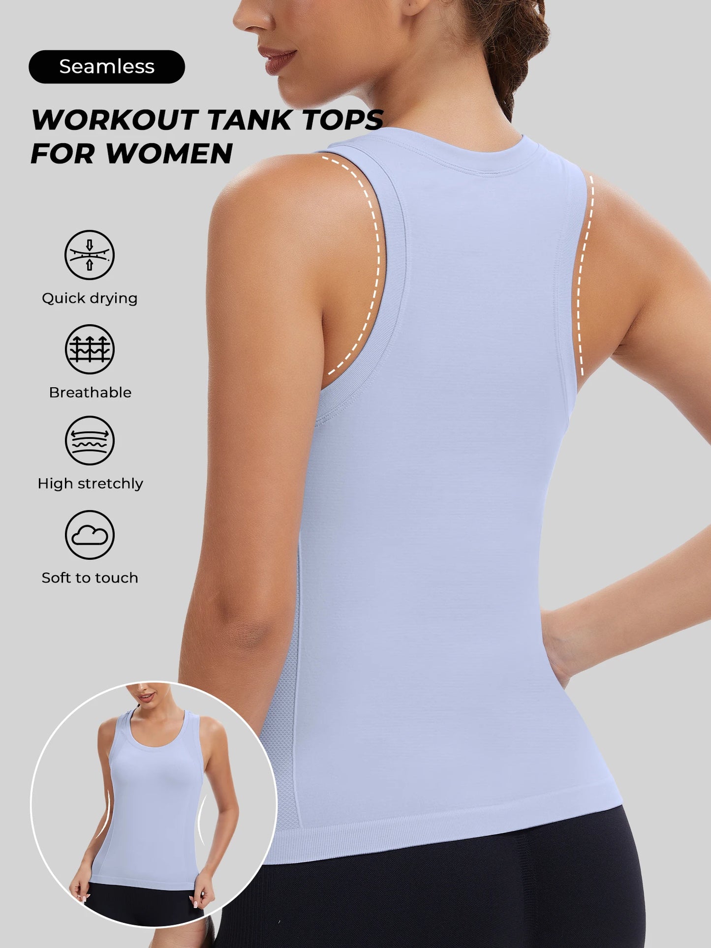 Women's Racerback Seamless Workout Tank Top Yoga Running Gym