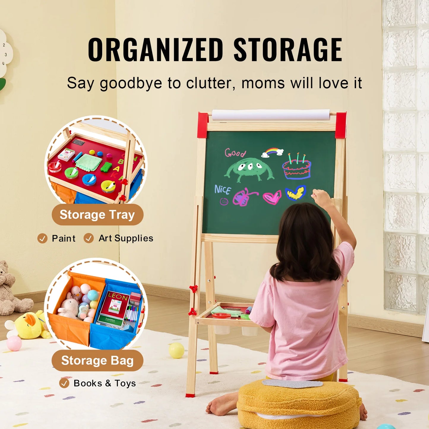 SucceBuy Children Magnetic Drawing Board WordPad Baby Color Graffiti Standing Art Easel Educational Drawing Toys  for Kids Girl
