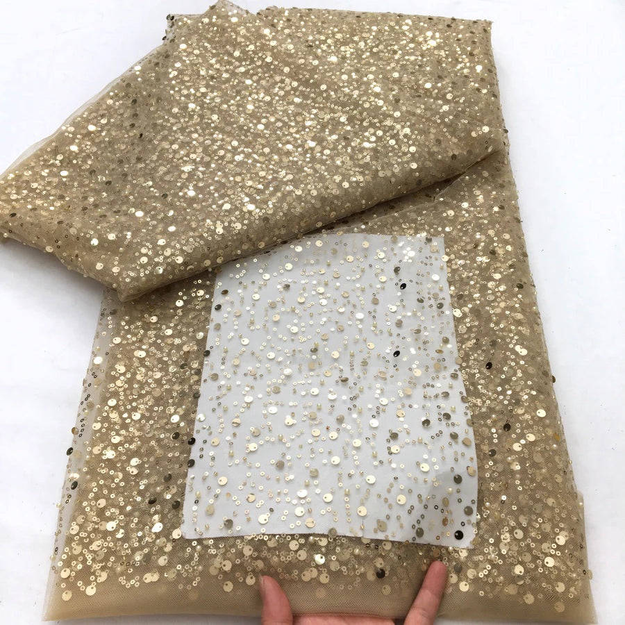 Zhenguiru Heavy Silver Sequin French Tulle Lace Fabric