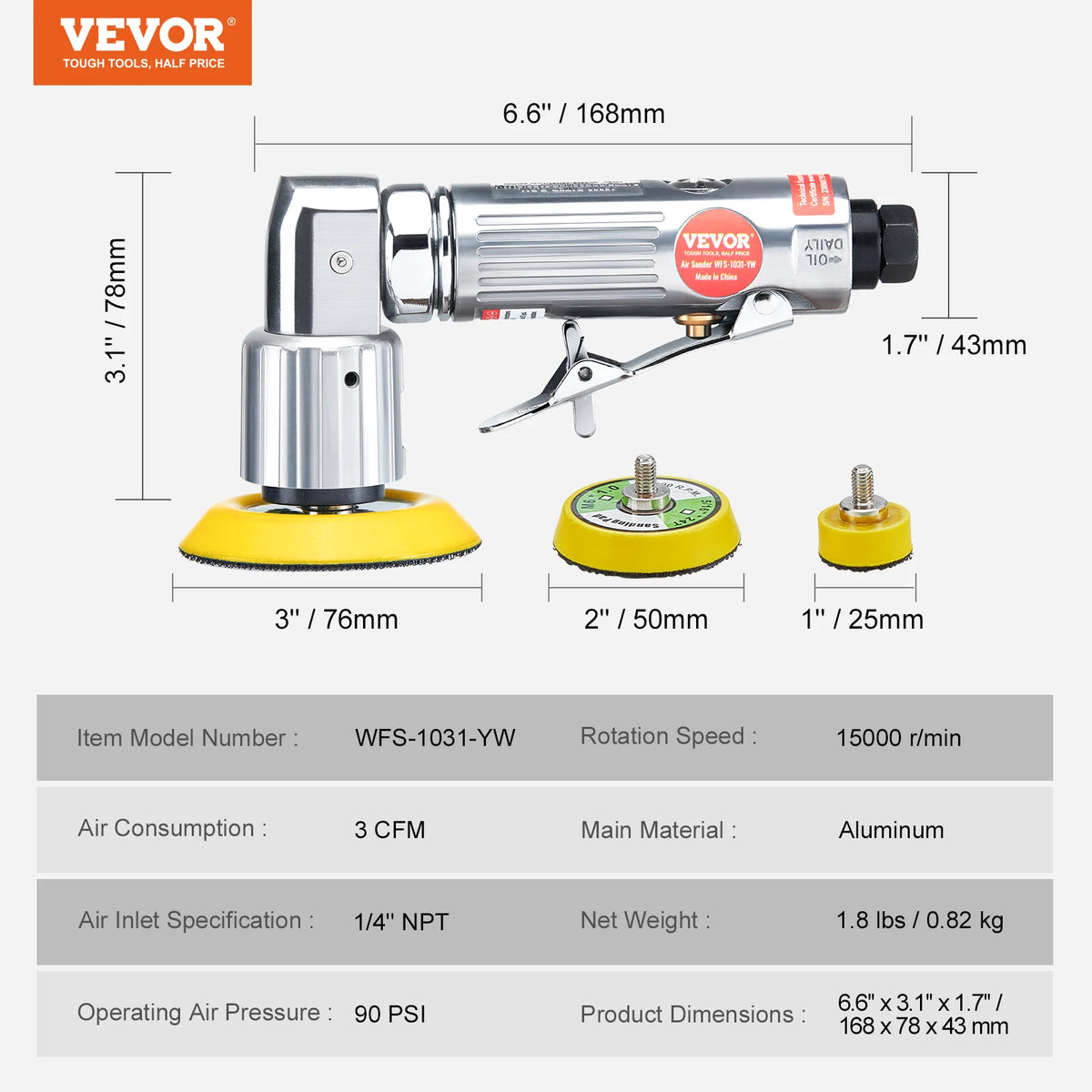 SucceBuy Pneumatic Orbital Air Sander for Automotive Polishing and Grinding