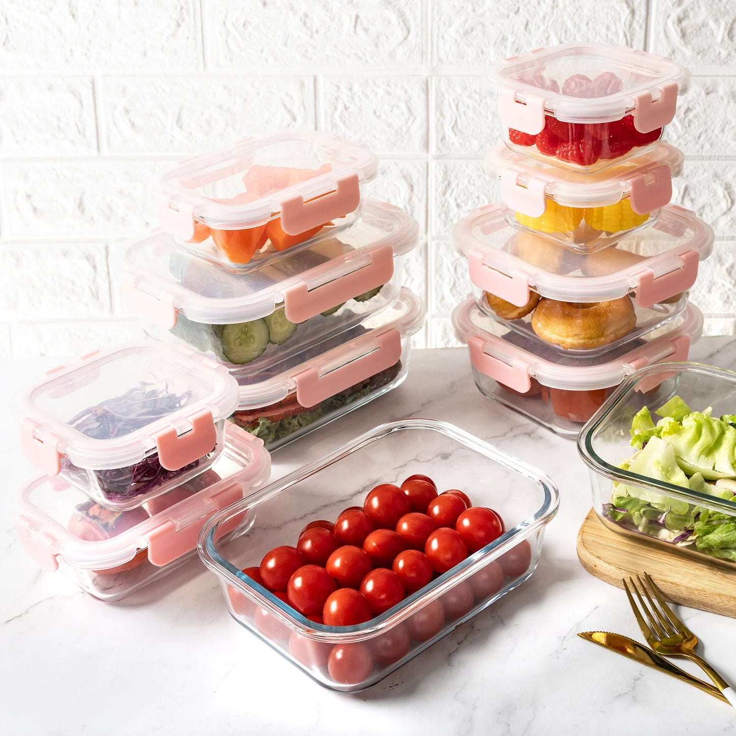 Glass Food Storage Containers Set Leakproof Airtight BPA Free