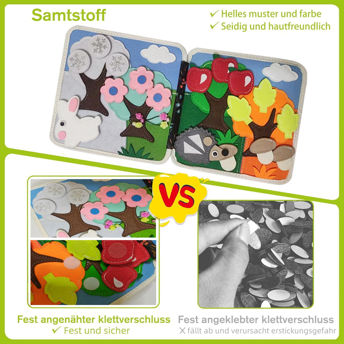 Children's baby Early Education Intelligence Learning baby Toys Felt Learning Board, Busy Board, Busy Book, Cloth Book, Including Life Skills, Alphabet, Numbers, Shapes Colors, Animals, Weather, Toddler Travel Toys, Birthday