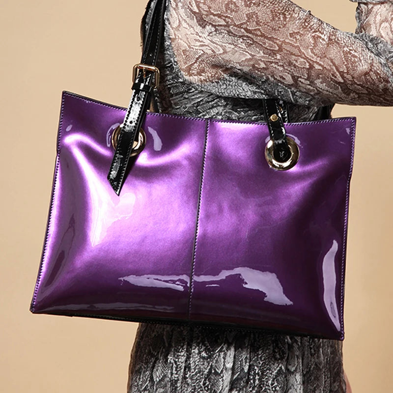 Patent Leather Handbags For Women Designer Luxury Tote Bag Large Capacity
