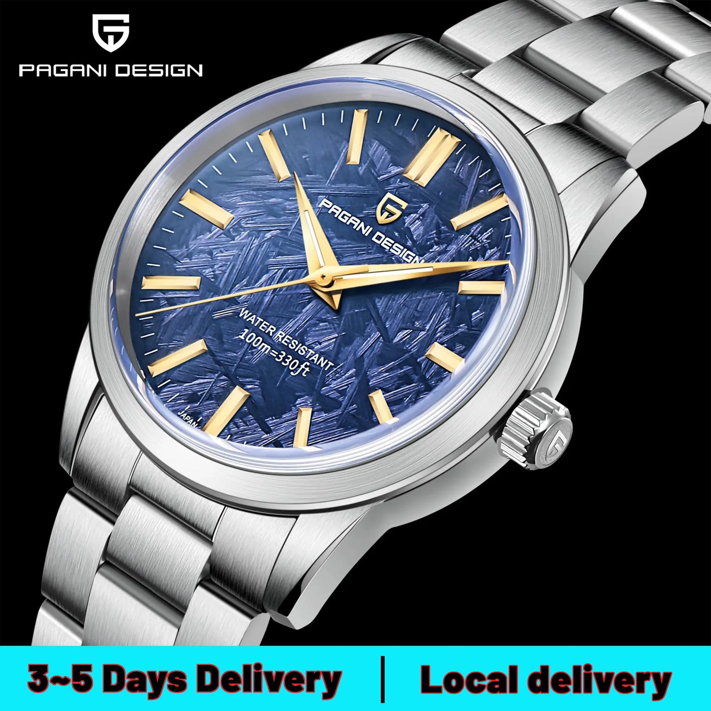PAGANI DESIGN Ultra Thin Quartz Mens Watch Stainless Steel Band