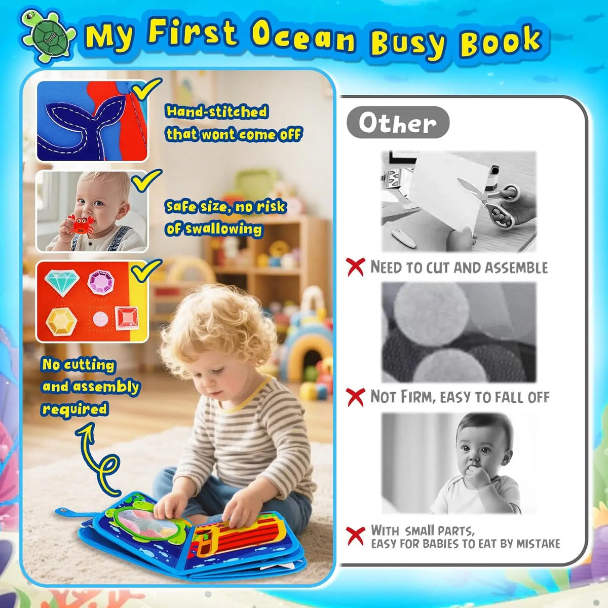 Children's baby early education intelligence learning baby toys felt learning board, busy board, busy book, cloth book, including life skills, alphabet, numbers, shapes colors, animals, weather, toddler travel toys, birthday