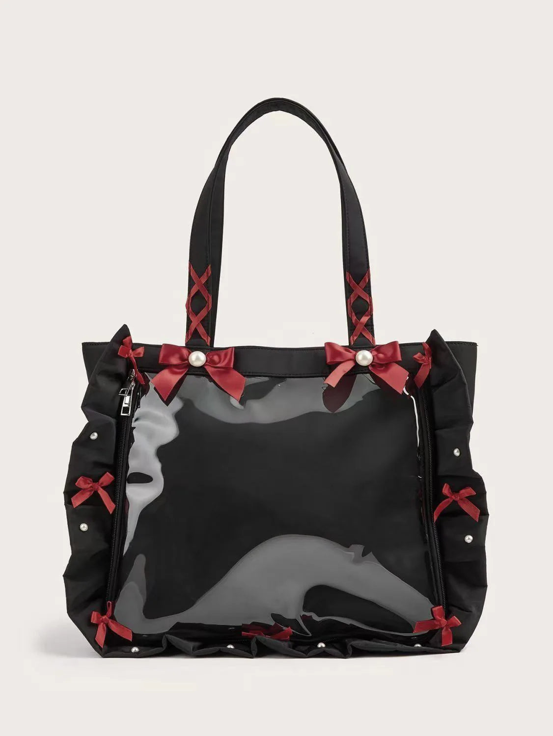 Transparent Fairy Bow Ita Bag High Capacity PU Leather Underarm
