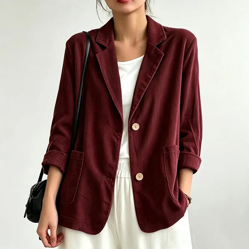Women's Vintage Casual Single Breasted Cotton Blend Jacket