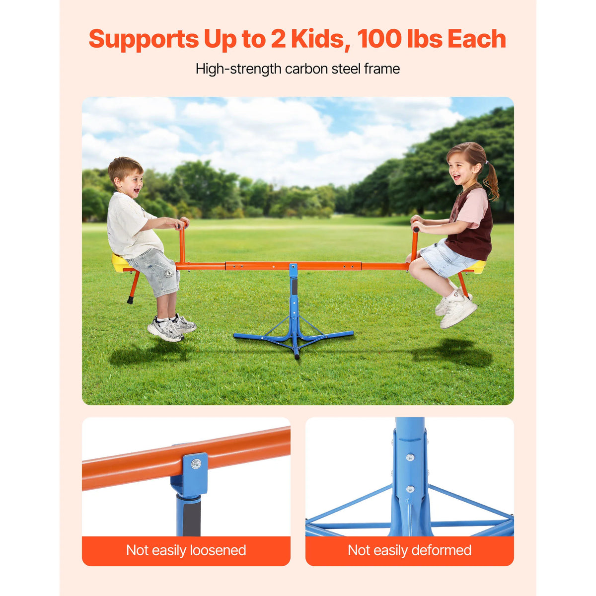SucceBuy Kids Seesaw 100Lbs Per Seat Sit & Spin Teetertotter with 3 Support Legs for Children Outdoor Playground Equipment