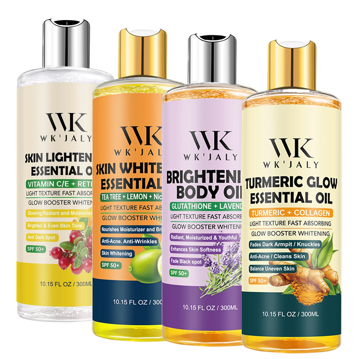 WK JALY Lightening Body Oil, Deeply Moisturizing, Hydration, Smooth Skin, Reduce Spots, Melanin, for Dark, Black, Caramel Skin