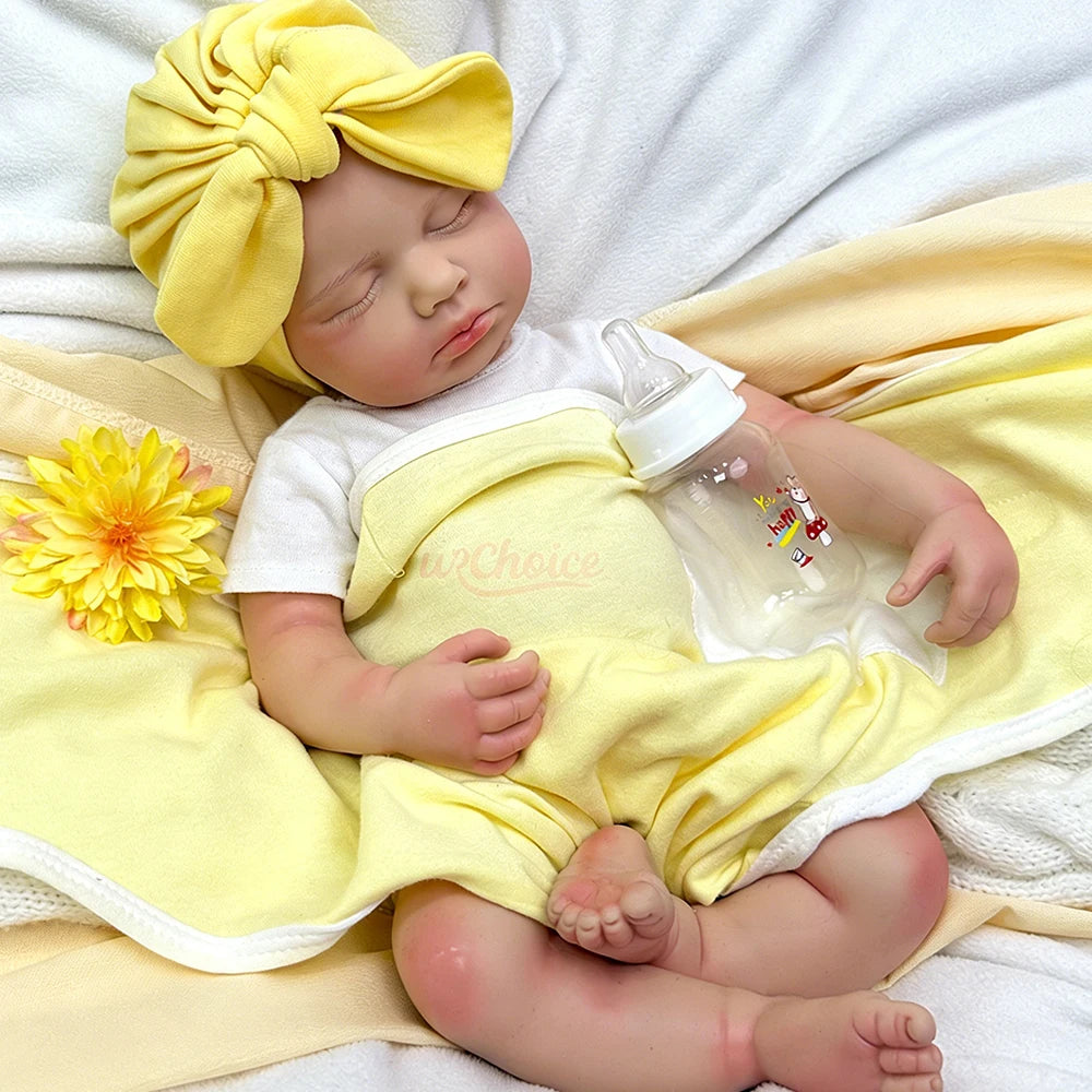 20inch Warm Companion Silicone Reborn Doll Fine Realistic Details Soft Full Body Comfort Doll  Can Open Mouth Loulou for Elderly People Living Alone