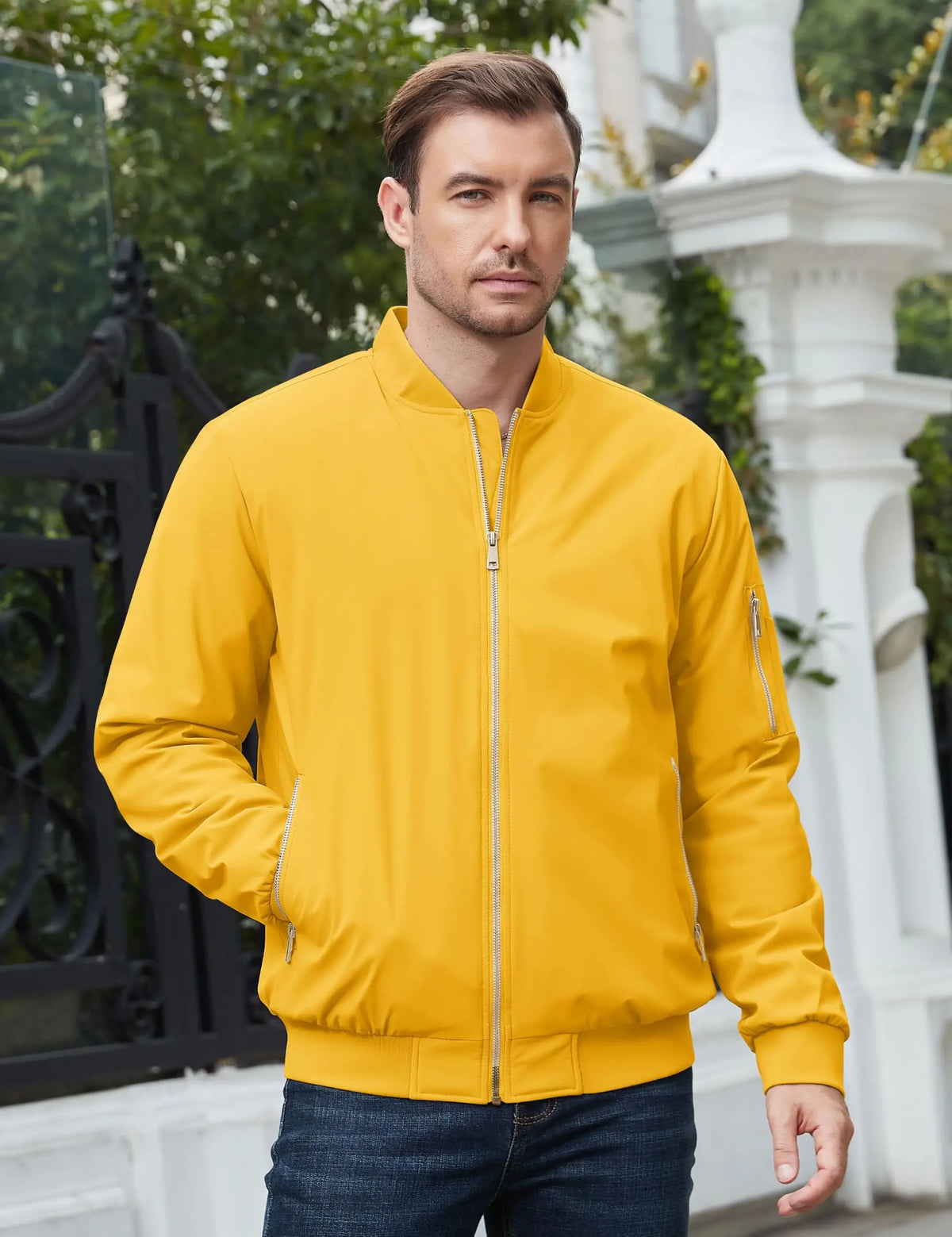 Cavva Men's Padded Windbreaker Jacket With Zipper Pockets For Travel