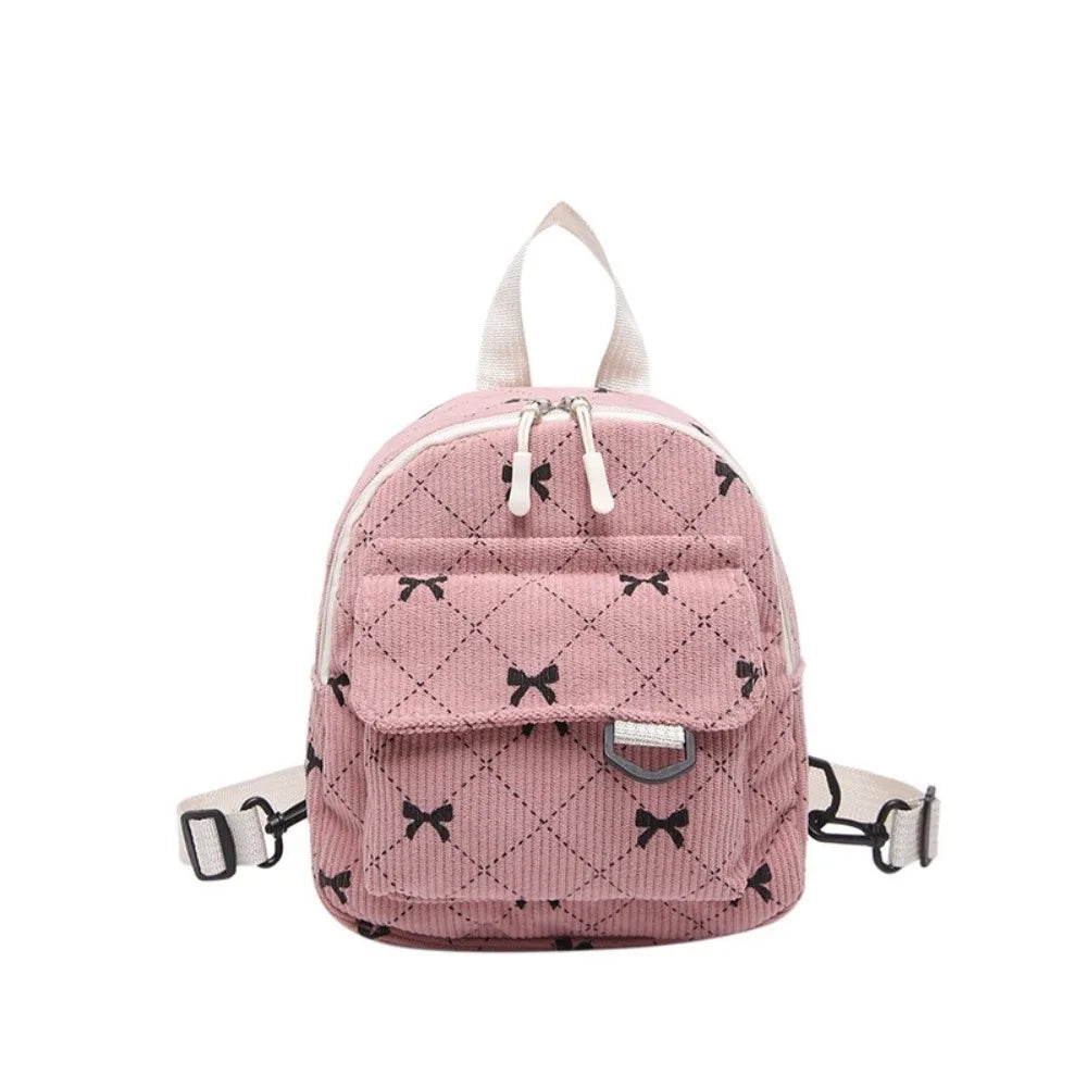 Mini Backpack Bowknot Printed Cosmetic Shoulder Bag Travel Storage