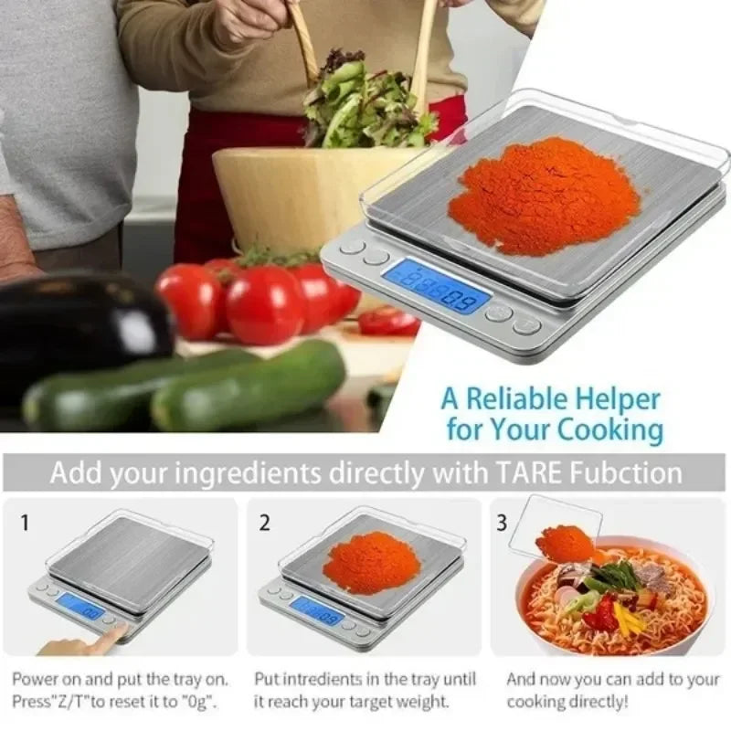 LCD Weight Scale Cooking Food Scale Kitchen Scales Jewelry Balance Electronic Kitchens Accessories Gram Level Measuring Digital