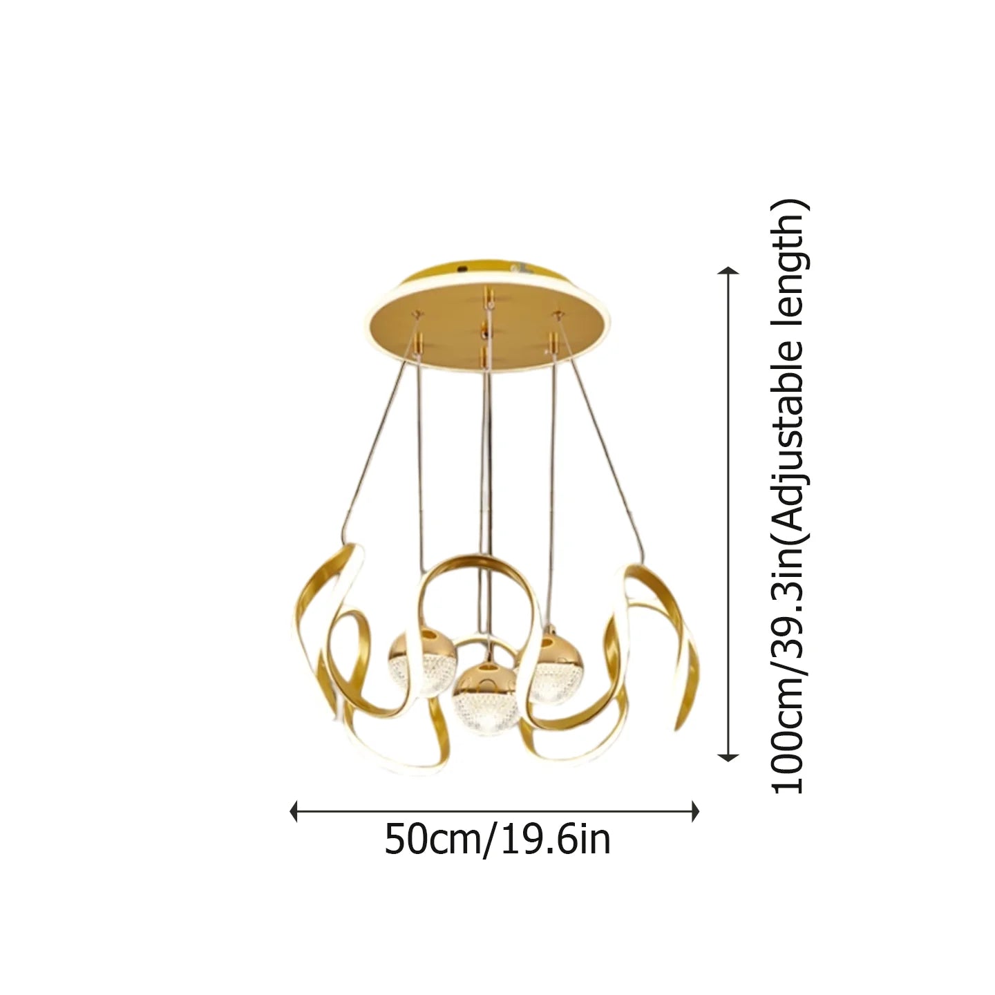 Wavy LED Pendant Light with Remote and Three Color Settings