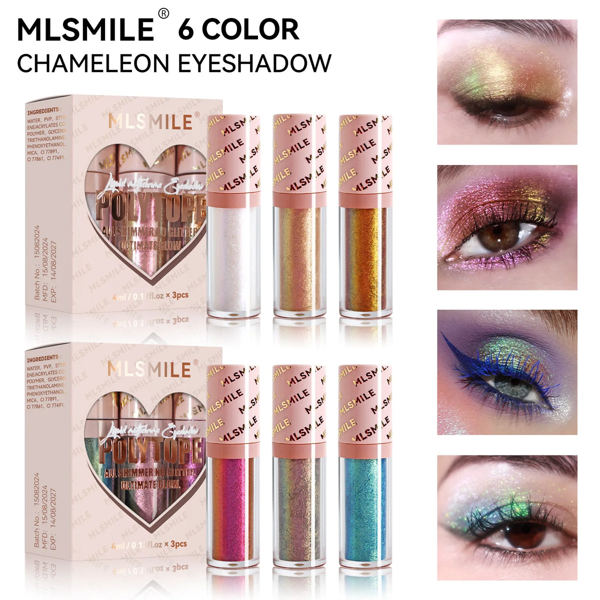 3-Pack Liquid Eyeshadow Set, Metallic Shimmer Highly Pigmented Eye Makeup, Smooth Long-Lasting Blendable Formula for Everyday Glam Party Looks Gift for Women