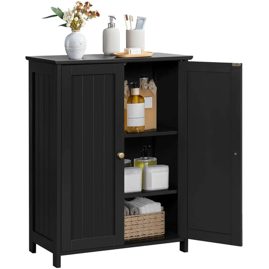 Bathroom Floor Cabinet Freestanding Storage Organizer With Adjustable Shelves