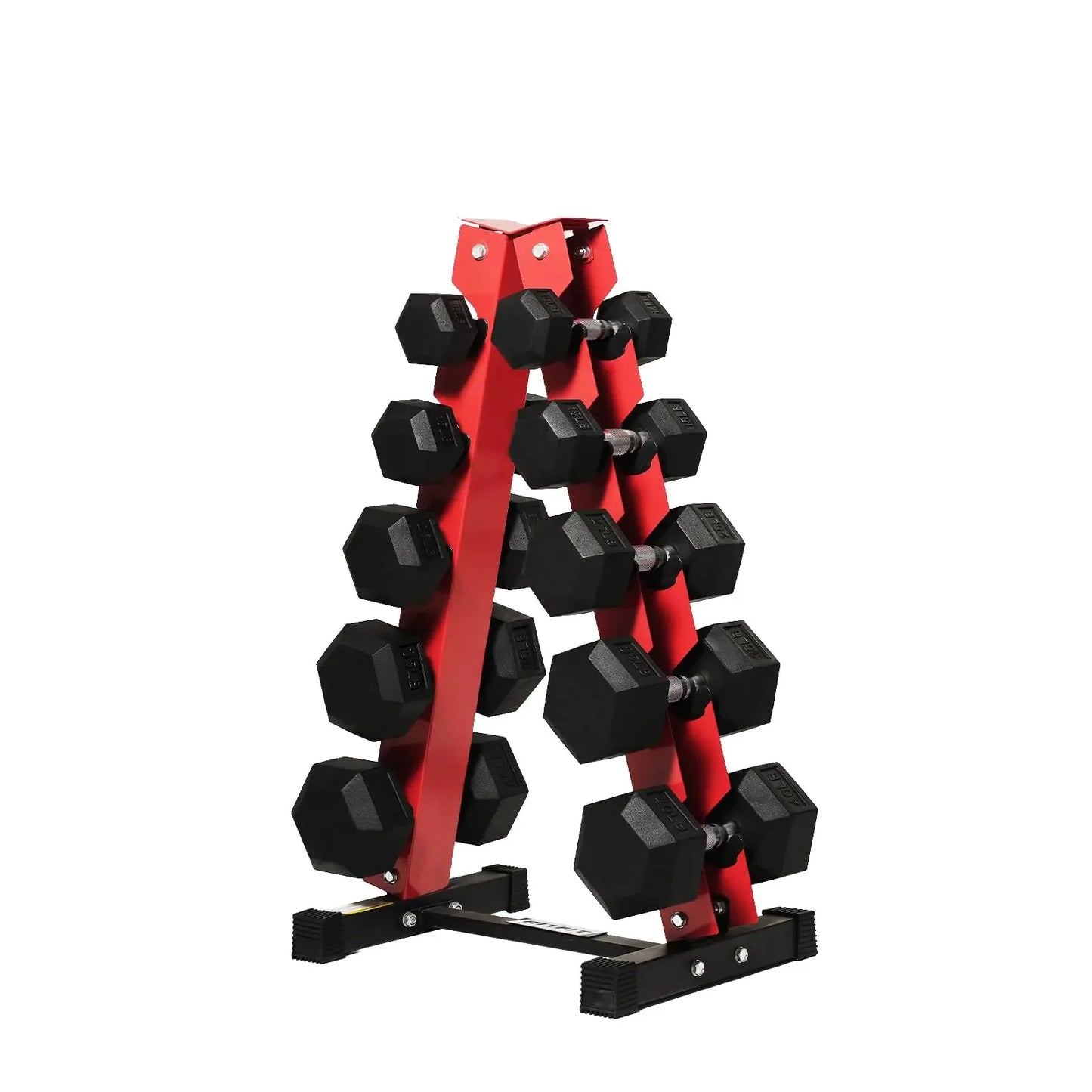 RitFit Rubber Hex Dumbbell Set With Rack 250-650 Lb