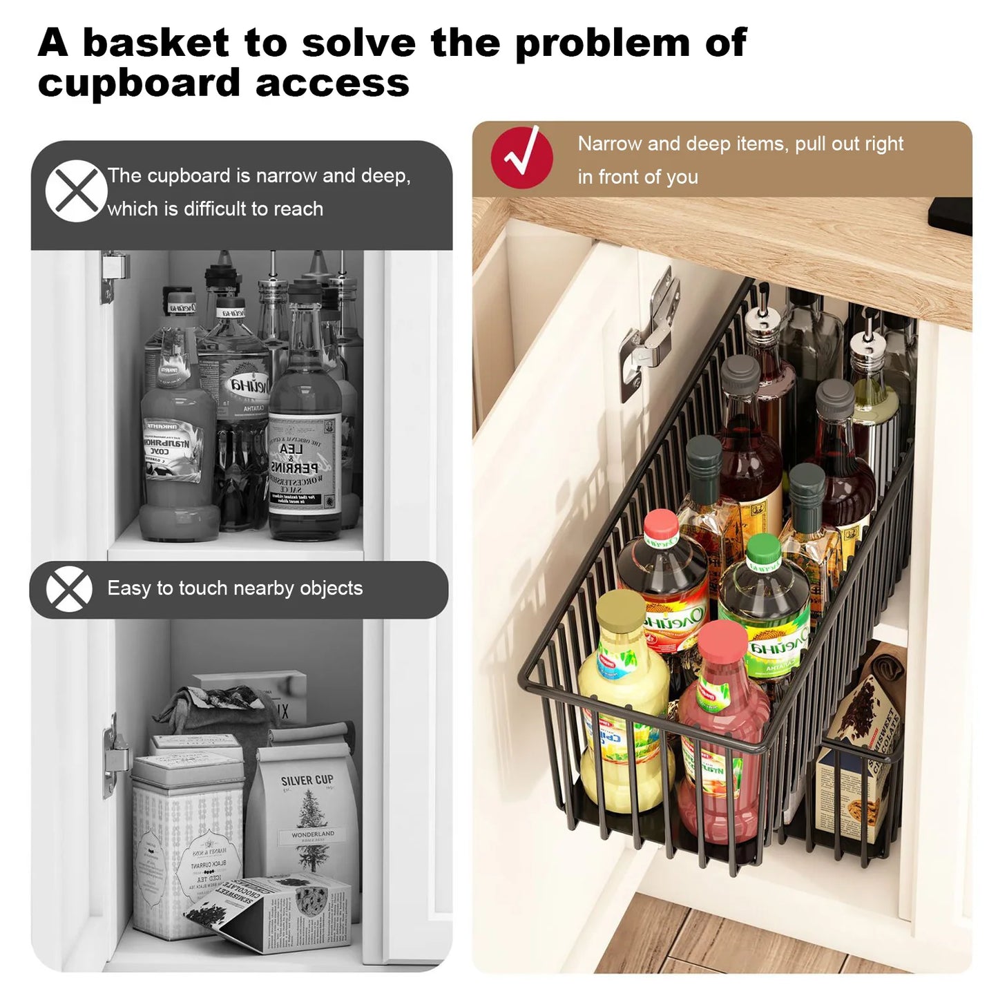 TWISTER.CK Pull Out Cabinet Organizer With Slide Out Drawers Under Sink