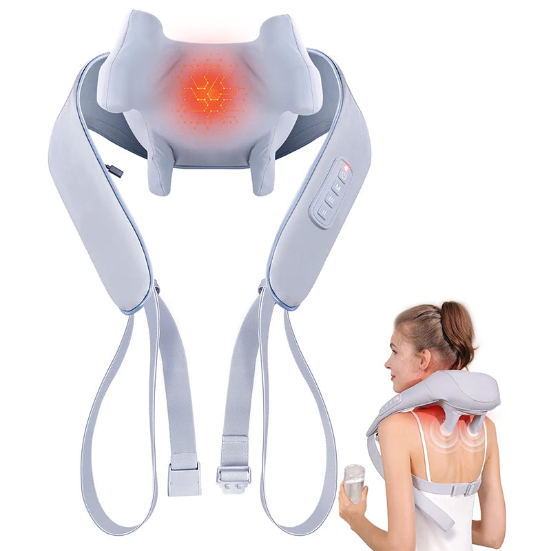 MASGRE Shiatsu Back Neck Massager With Heat 3D Kneading Pillow