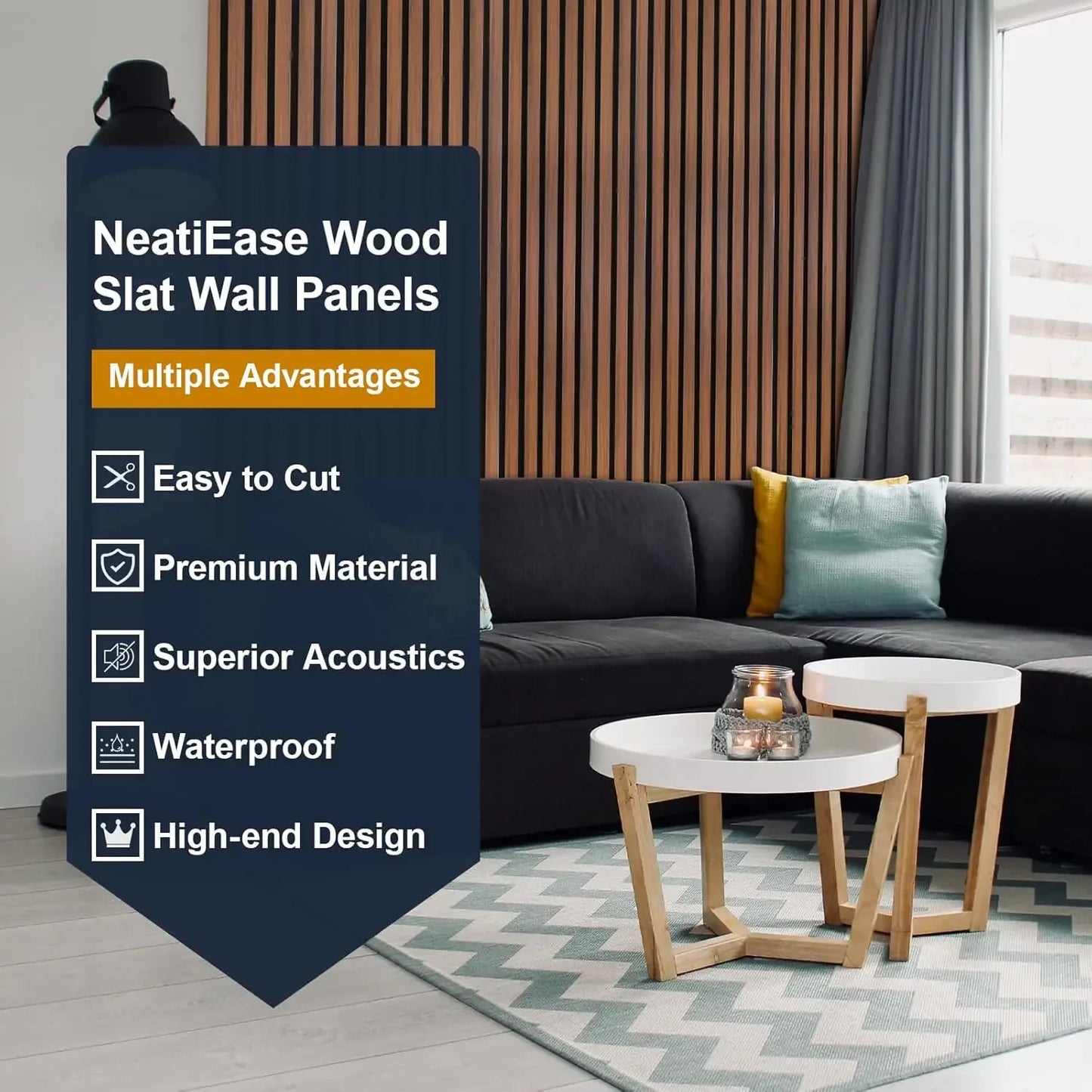 Teak Acoustic Wall Panels Soundproof Wood Slat Panels Interior Decor Noise Cancelling Sound Absorbing Panels