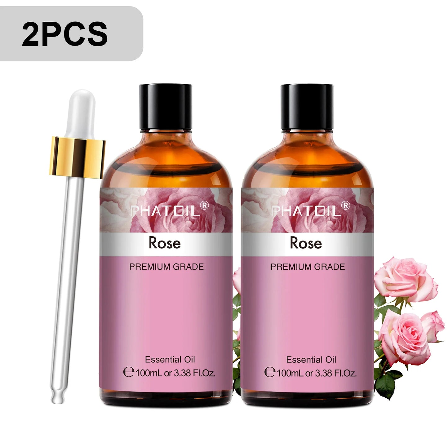PHATOIL 2PCS Pure Aromatherapy Essential Oils for Diffuser Humidifier Soap Candle Making 100ml Vanilla Lavender Sandalwood Lemon Cinnamon Aroma Essential Oil Set