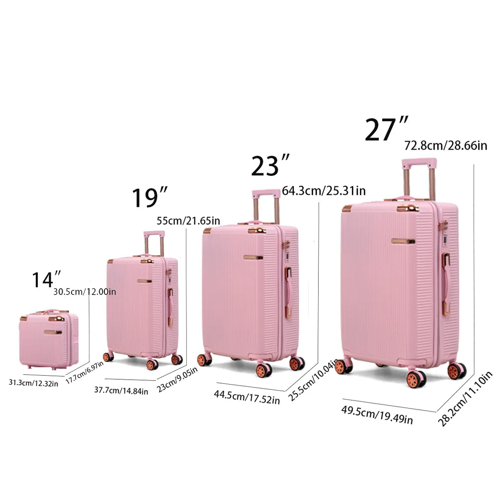 4pcs Hard Suitcases Set, 360 ° Dual Rotating Four-wheel , Password Lock, Lightweight Universal Wheel Luggage, 14"19"23"27 Inch