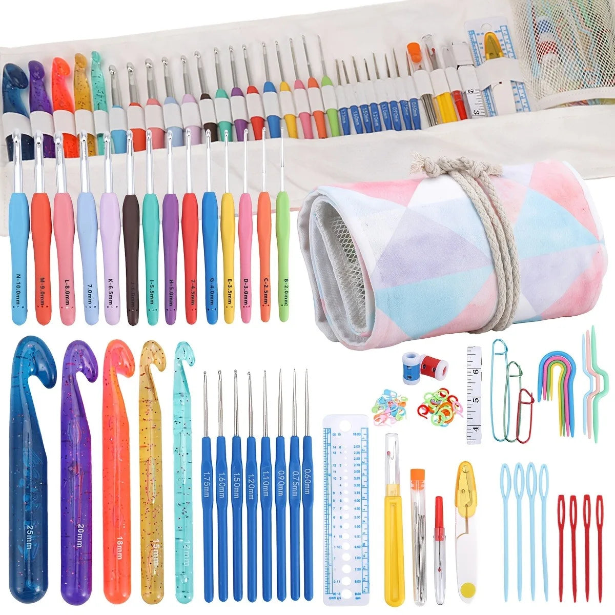Ergonomic Crochet Hook Set With Storage Bag And Crafting Accessories