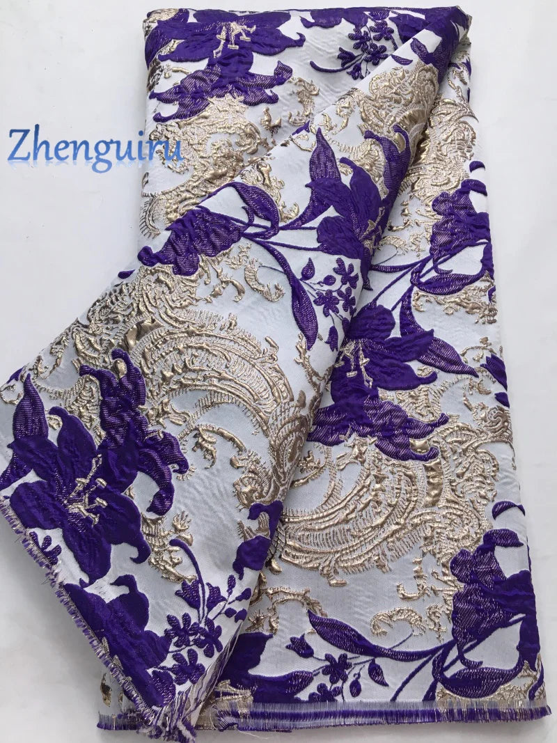 Zhenguiru Navy Blue African Brocade Lace Fabric