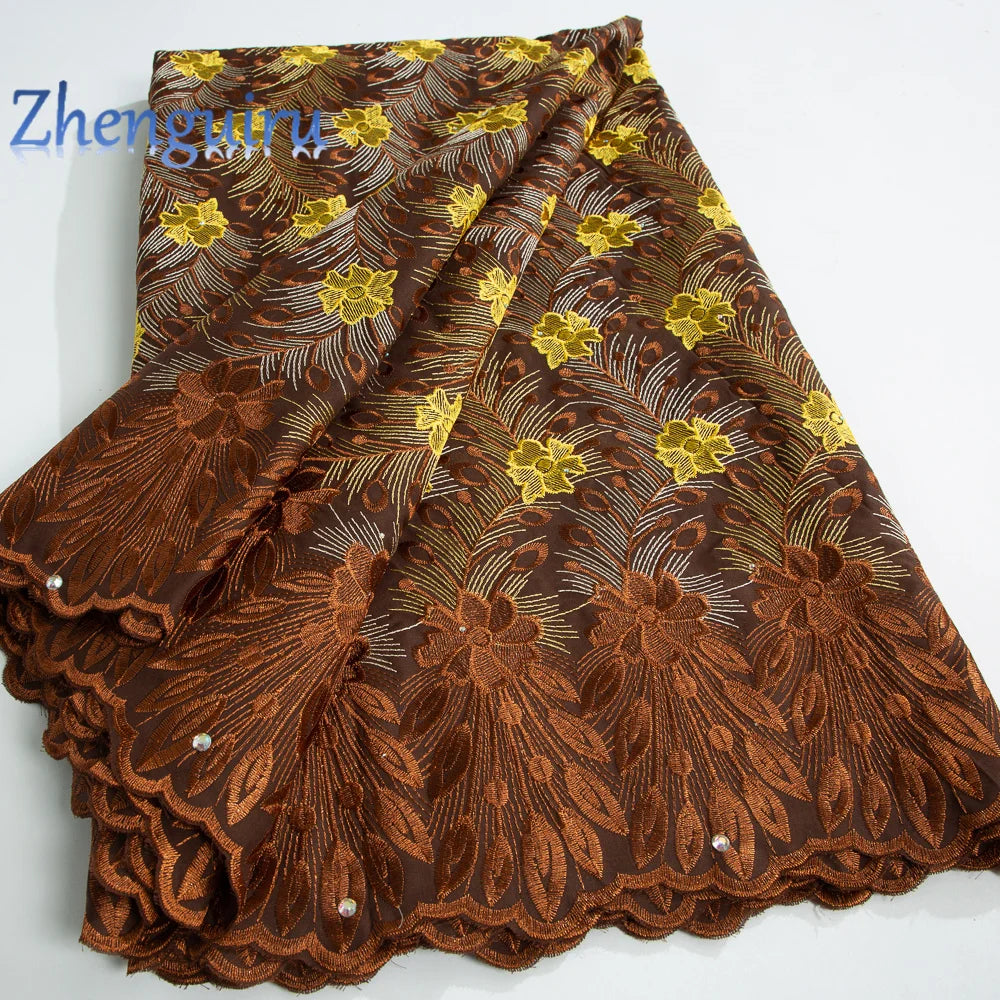 African Lace Fabric Swiss Voile Cotton Embroidered Nigerian Lace 5 Yards