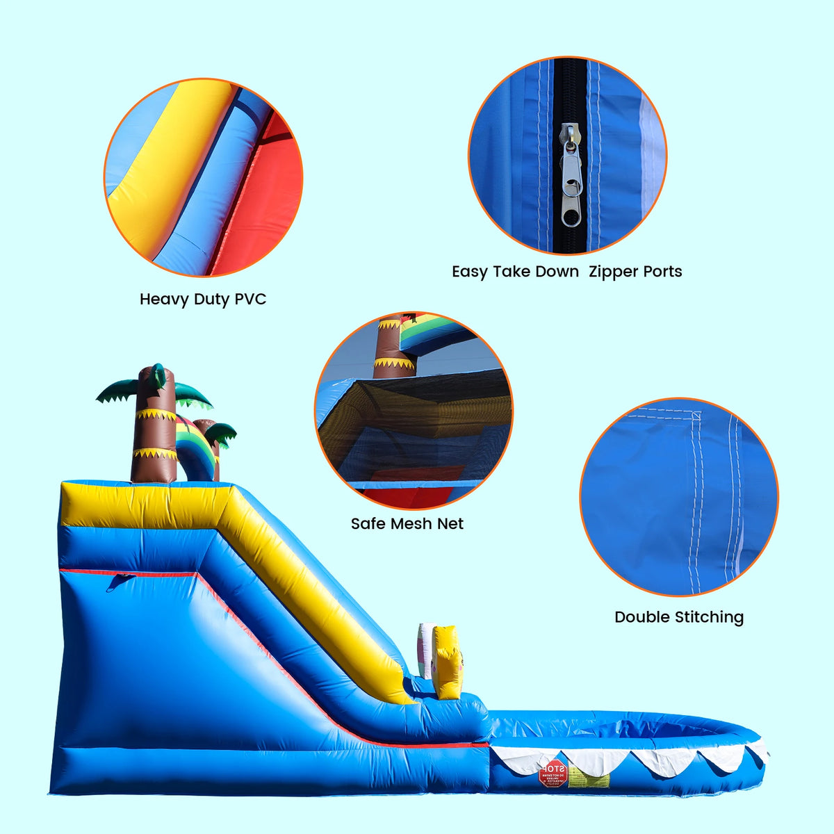 6.4m Commercial Large PVC Inflatable Bounce House Water Slide Splash Pool with Blower Children's playground, children's toys