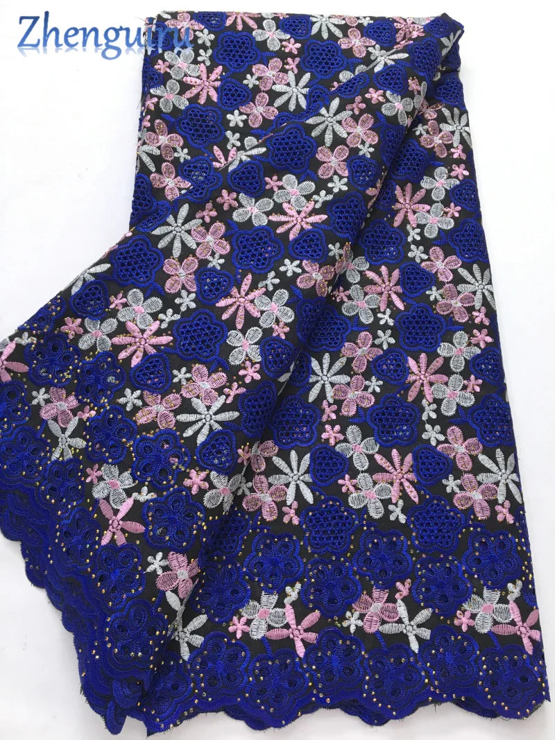 African Lace Fabric Swiss Voile Cotton Embroidered Nigerian Lace 5 Yards