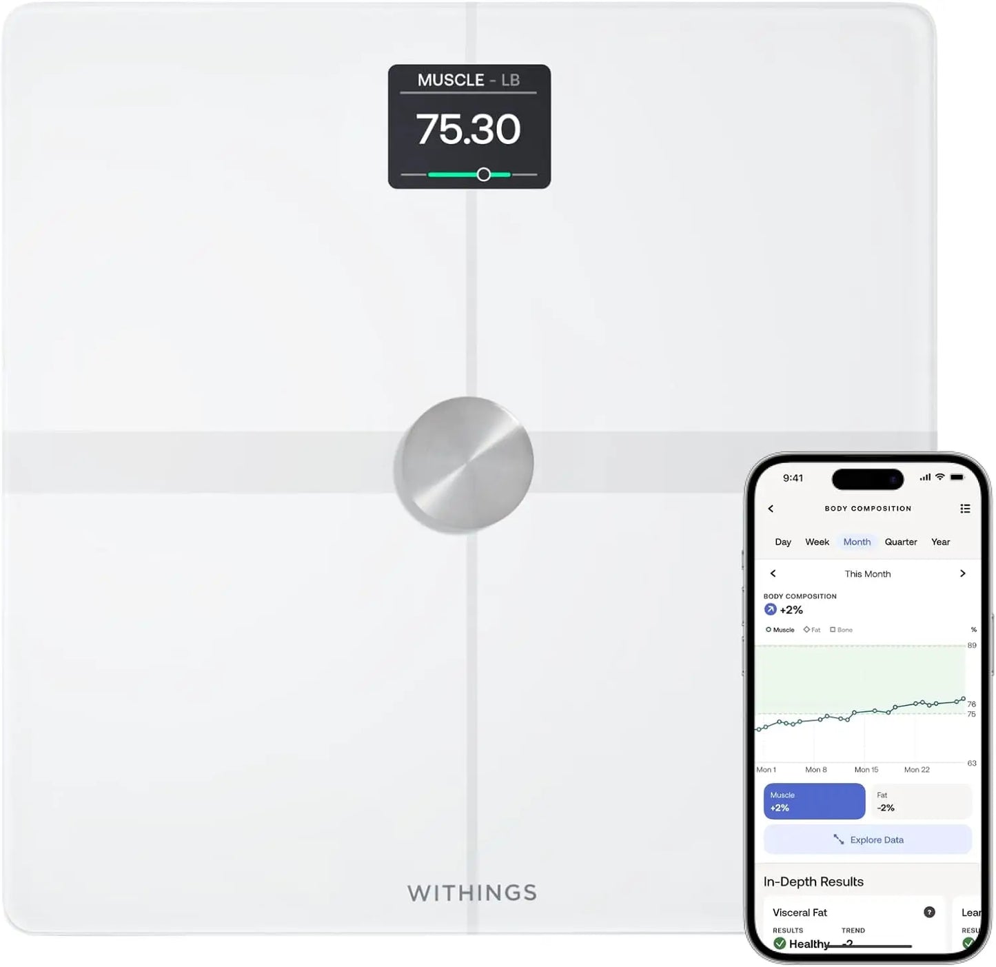WITHINGS Body Smart - Accurate Scale for Body Weight and Fat Percentage, Body Composition Wi-Fi and Bluetooth Weight Scale