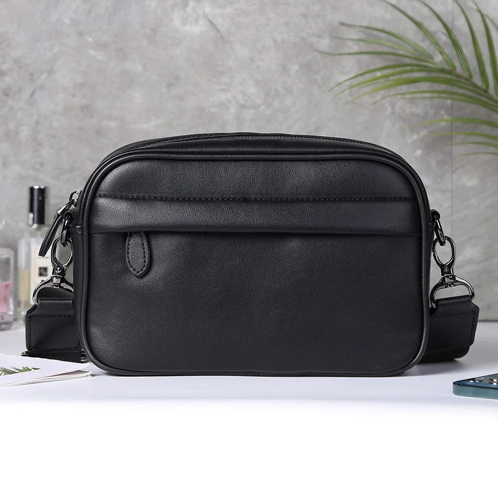 APWIKOGER Leather Fashion Crossbody Bag For Men Casual Business Sling