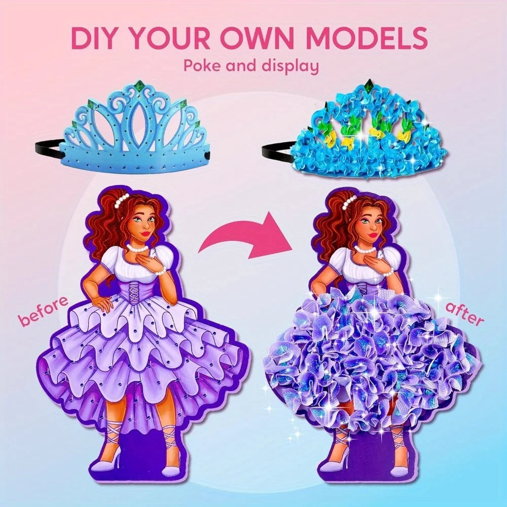 Poke in Fun Art Crafts for Kids Ages 4-8 Princess Dress-up Art Activities DIY Craft Kits for Kids Birthday Gifts Ages 4 5 6 7 8+