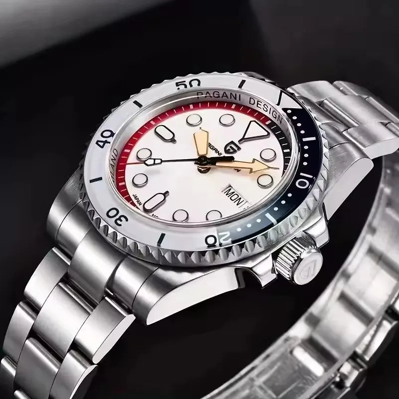 Pagani Design NH36 Automatic Wristwatch Week Date Sapphire Glass Stainless Steel