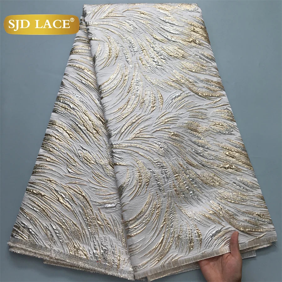 Nigerian Brocade Lace Damask Fabrics African Jacquard For Women Dresses