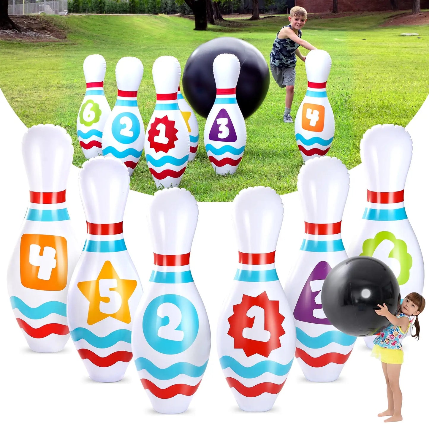 Joyfy Giant Inflatable Bowling Set for Kids Adults Christmas Birthday Gift Party Games Education Motor Skills Toys