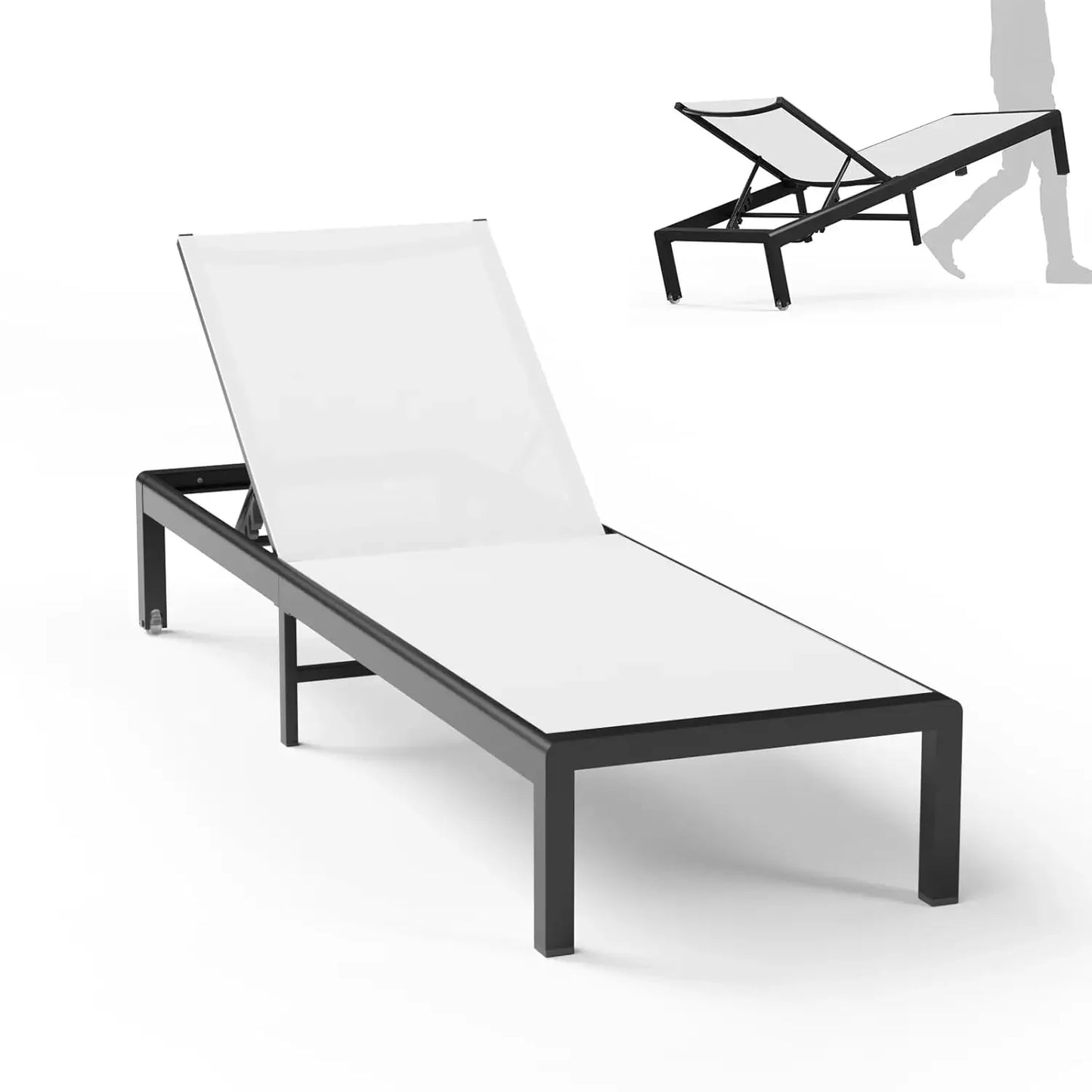 2 Sets Outdoor Aluminum Chaise Lounge Chairs Patio Metal Deck Furniture 5-Position Adjustable Poolside Lounger, Customized