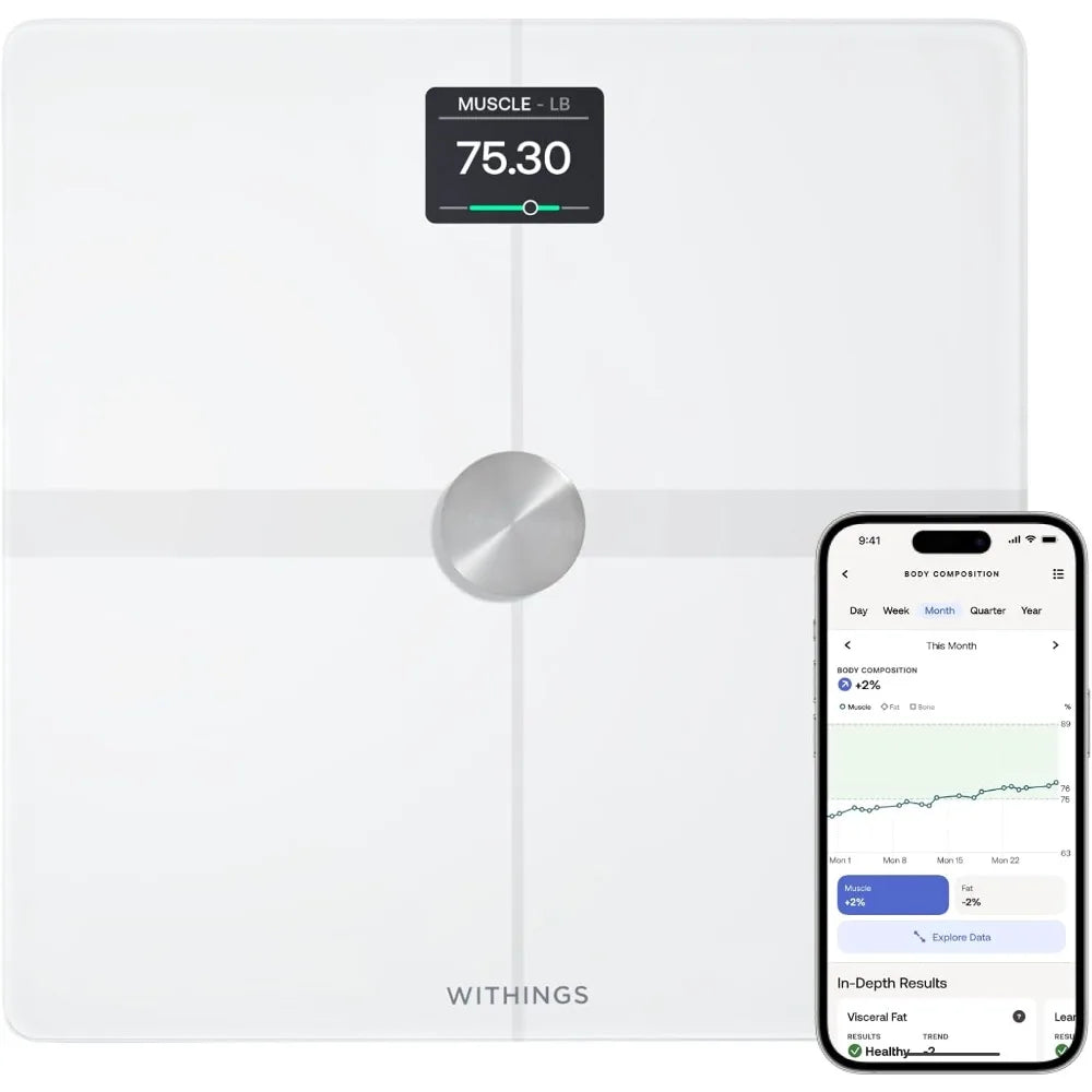 WITHINGS Body Smart - Accurate Scale for Body Weight and Fat Percentage, Body Composition Wi-Fi and Bluetooth Weight Scale
