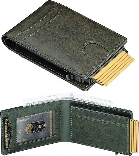 Card Wallet For Men Slim: Smart Rfid Minimalist Front Pocket Pop Up Wallet with ID Window