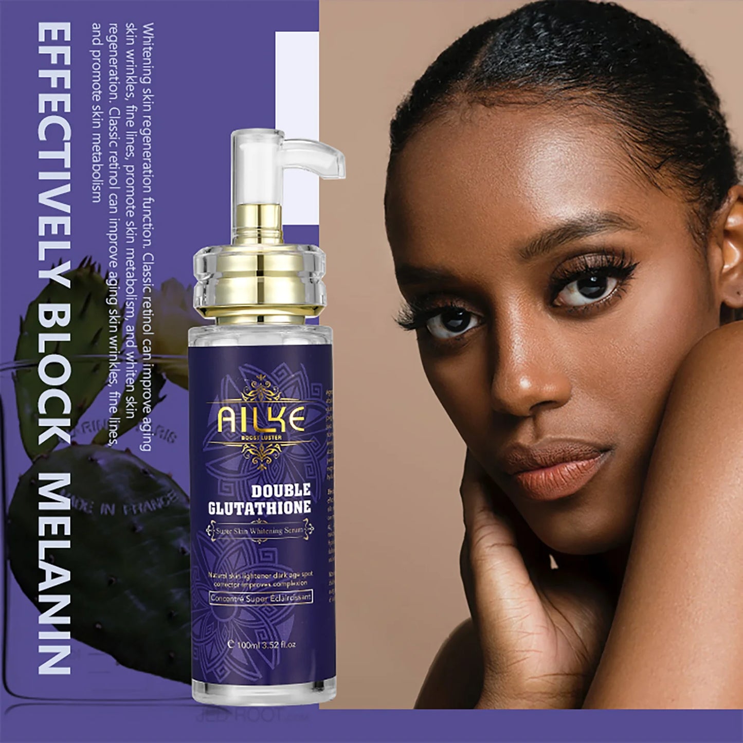 AILKE Double Glutathione Whitening Essence, Moisturizing, Removes Dark Spots, Even Skin Tone Serum For All Skin Types, 100ml