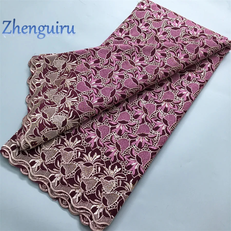 African Lace Fabric Swiss Voile Cotton Embroidered Nigerian Lace 5 Yards