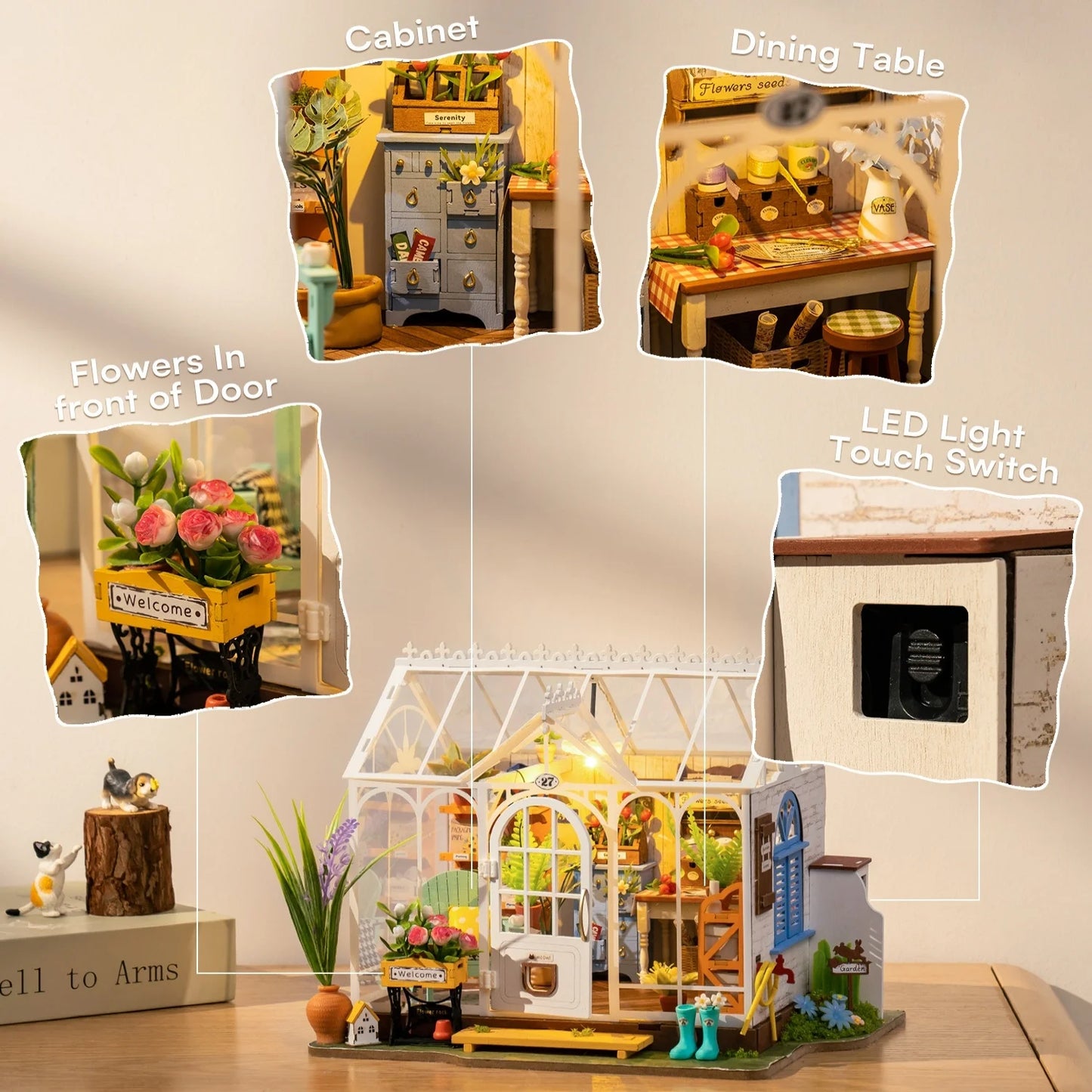Rolife DIY Miniature House Kit Dreamy Garden House 3D Puzzle Dollhouse Building Model Kit Home Desk Decor Gift for Adult Friends