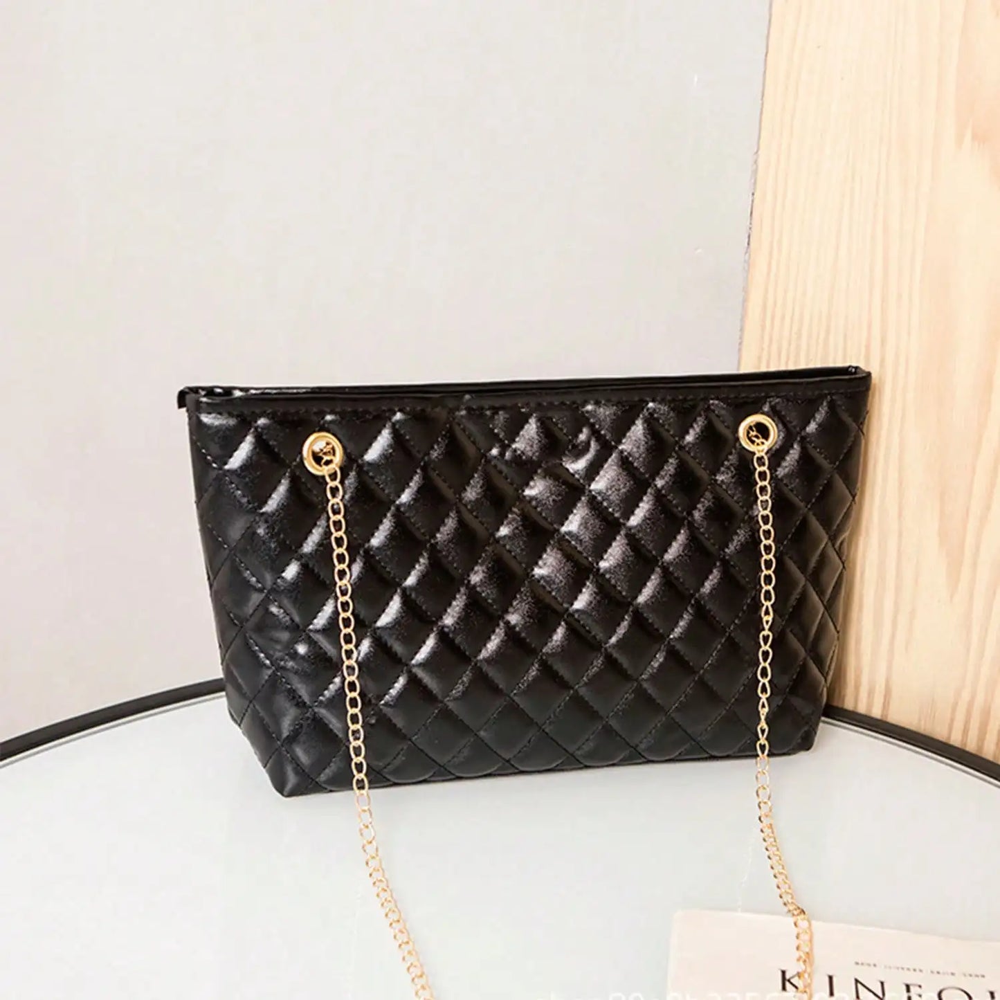 Rhombus Chain PVC Tote Bag For Women Daily Commute