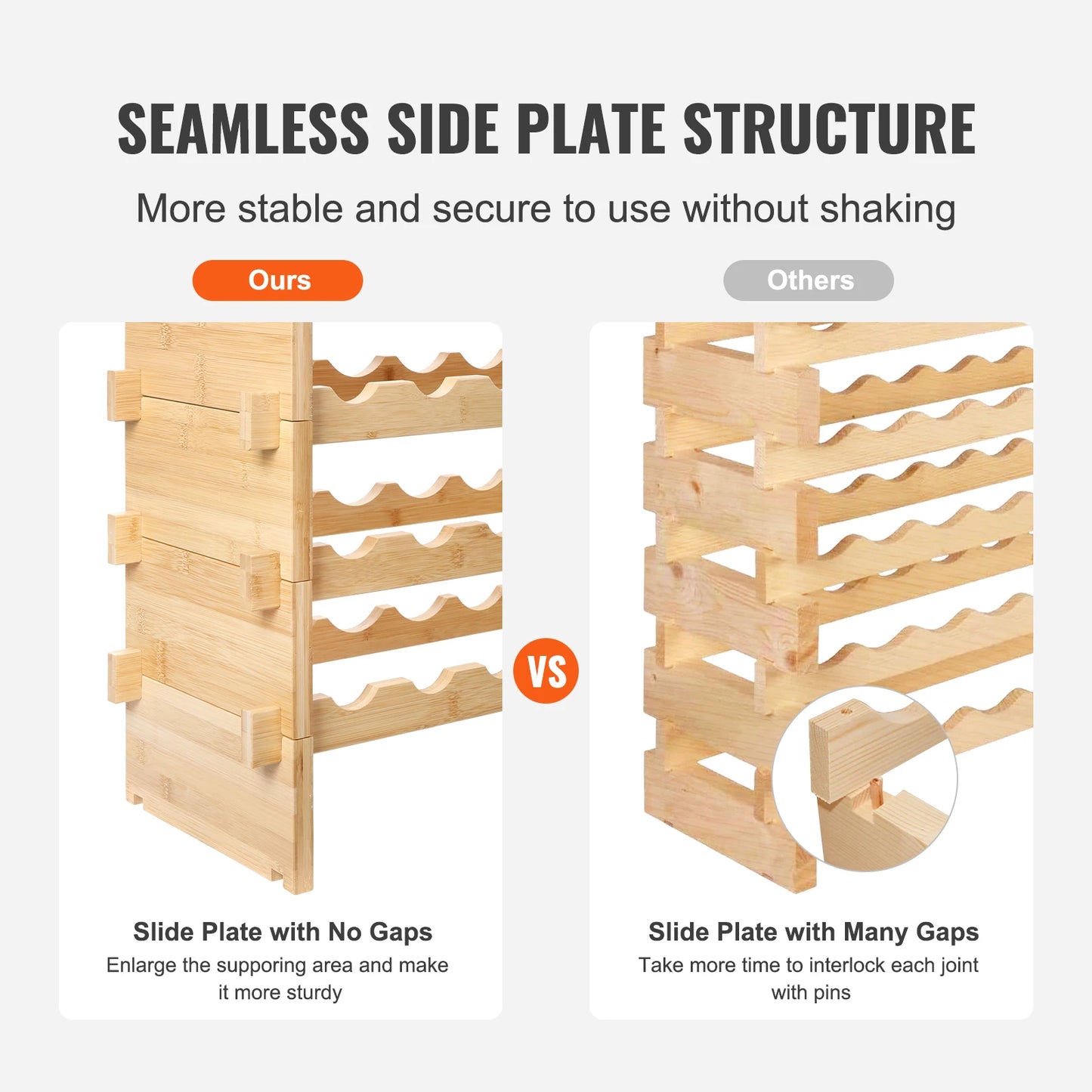 Succebuy Modular Bamboo Wine Rack For Cellar Storage
