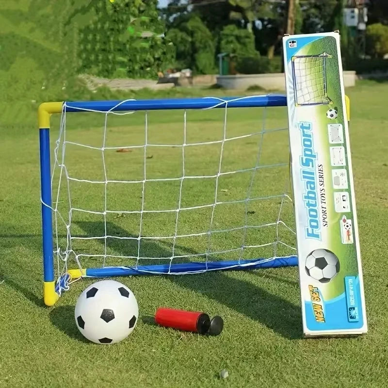 2Pcs Kids Football Goal Net Set Portable Soccer Goals with Ball Pump Indoor Outdoor Sports Game Toy for Children