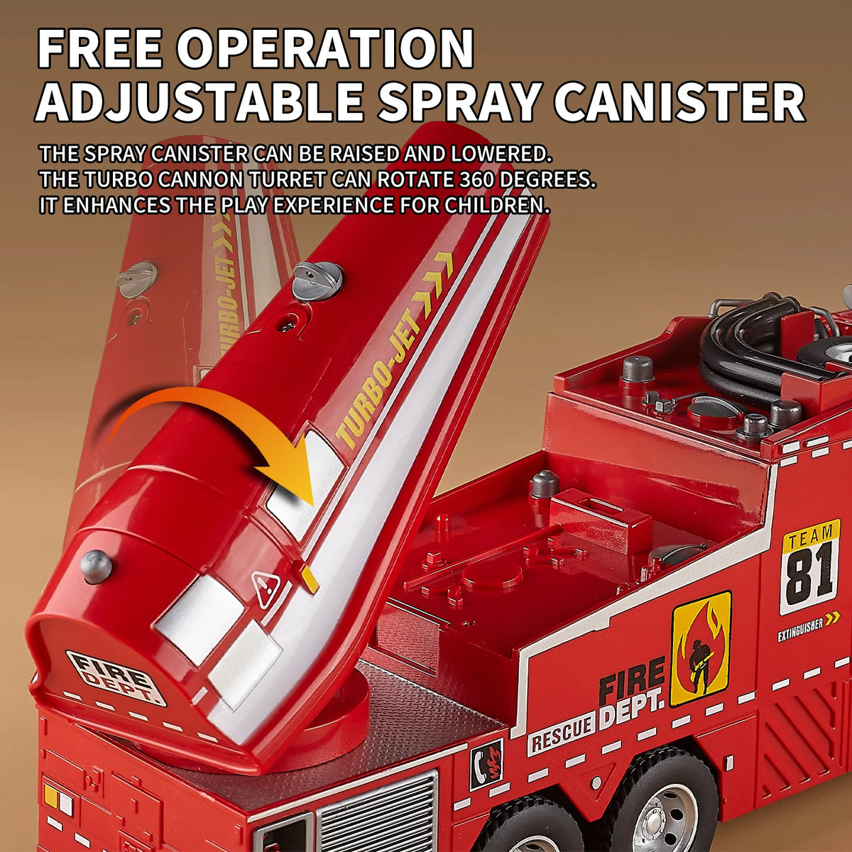 Diecast Fire Truck Toy With Lights Music And Water Spray