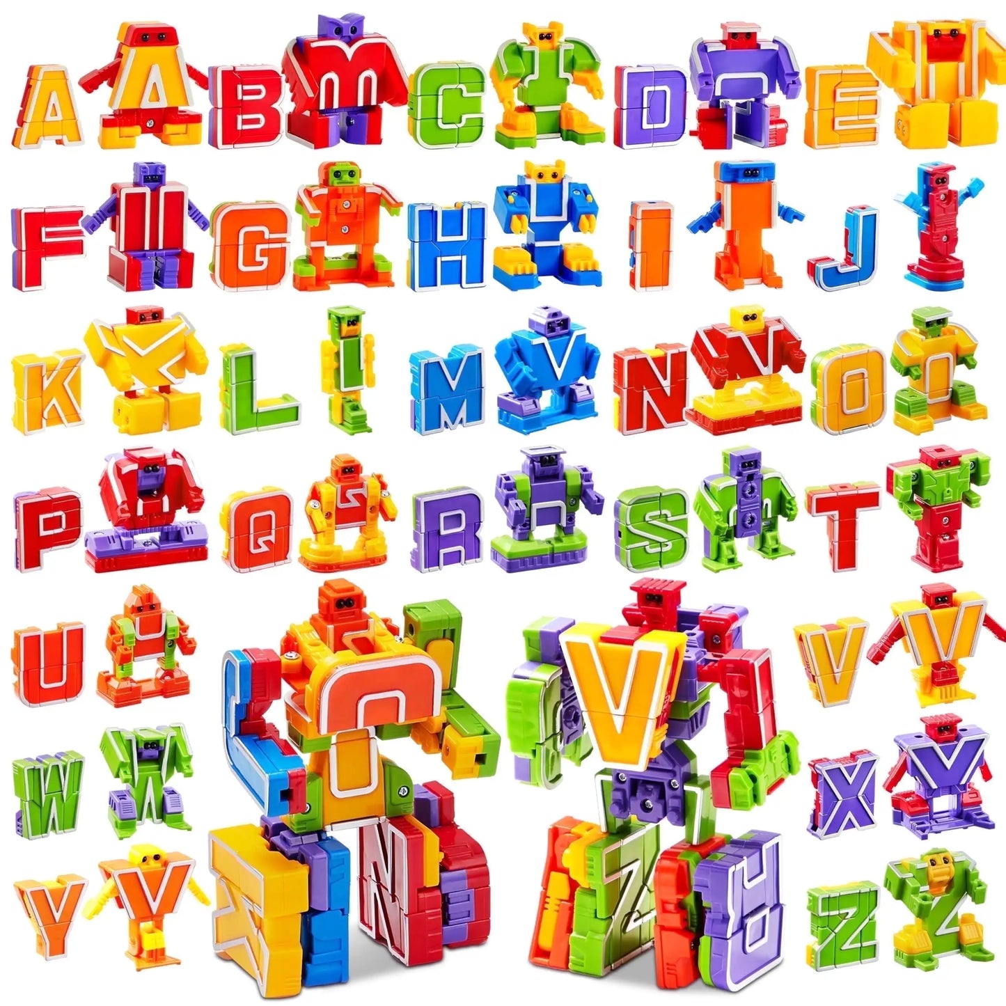 Joyfy 26 in 3 Alphabet Bots Toy 26 Pc Transforming Robot Educational Building STEM Toy for Toddlers Preschool Boys Birthday Gift