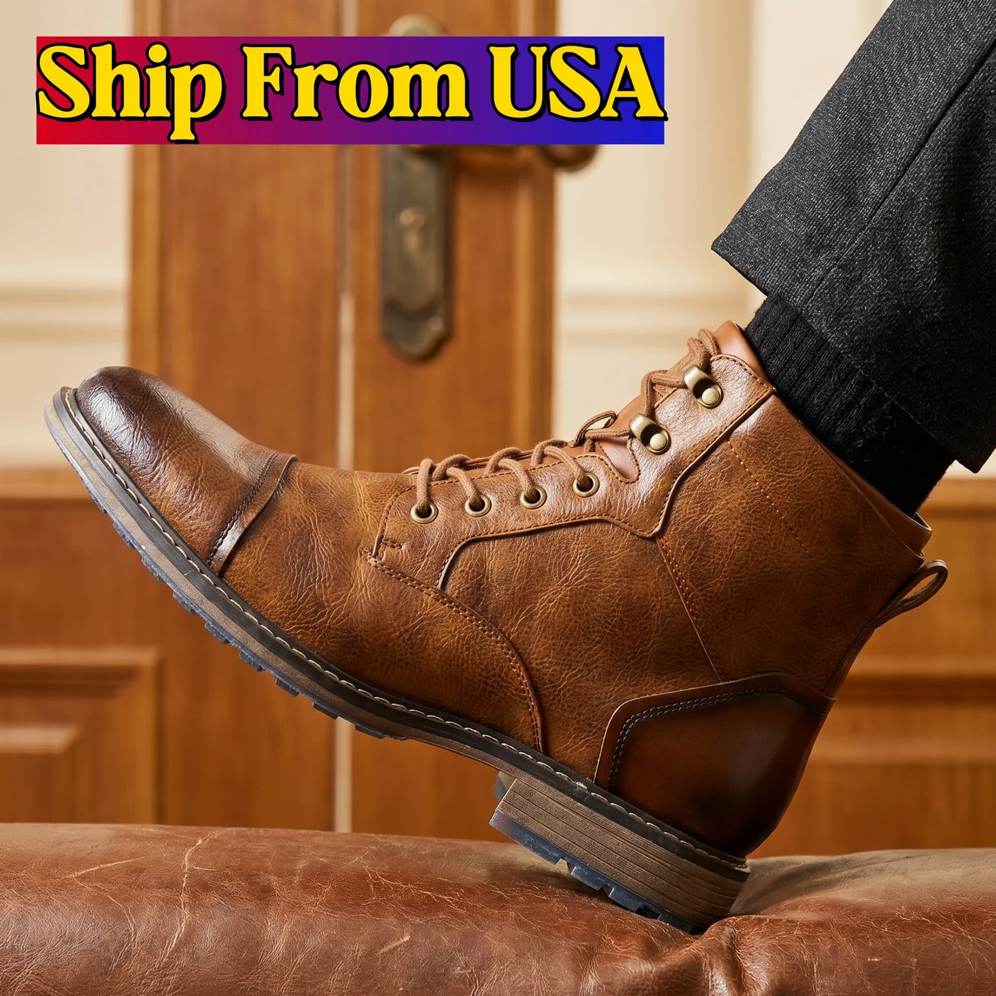 Spring Leather Boots with Zipper Classical Men Boots 2026 Fashion Comfortable Ankle Boots